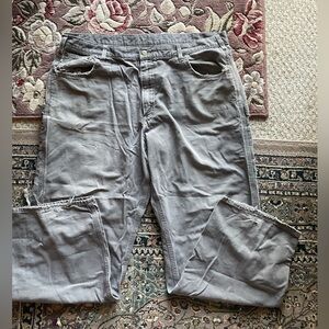 Carhartt Gray Work Pants Loose Fit Carpenter 100% Cotton 42x32 *flawed